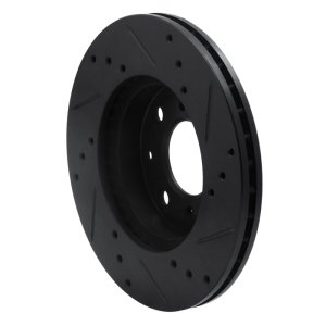 Honda Civic Brake Rotor (1) - Front Left - R1 Concepts - Drilled & Slotted - Black - `90-`00